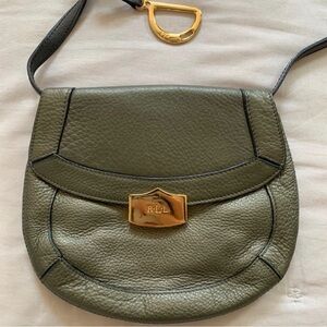 Vintage Olive Green Leather Ralph Lauren Crossbody Bag